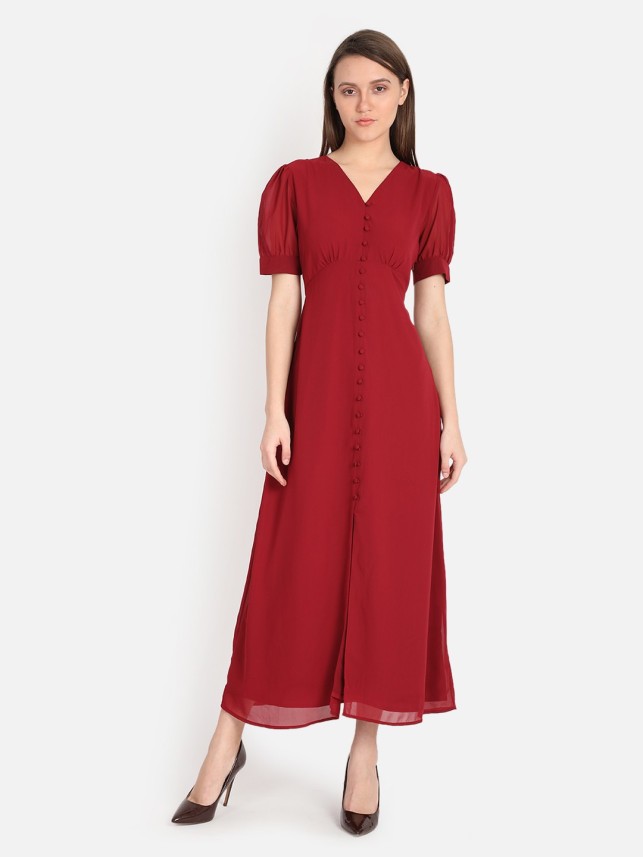 Cover Story Women Maxi Red Dress - Buy ...